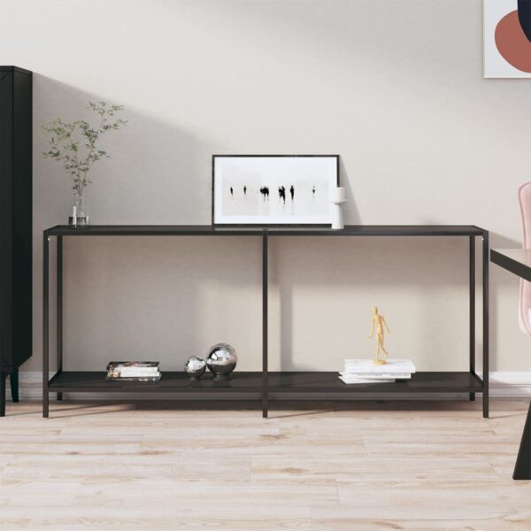 vidaXL Console Table Black 70.9"x13.8"x29.7" Tempered Glass