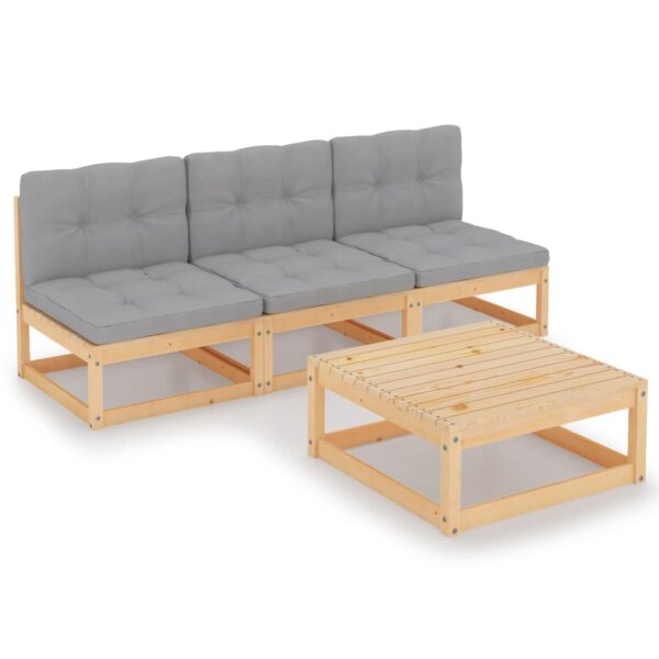 vidaXL 4 Piece Patio Lounge Set with Cushions Solid Wood Pine