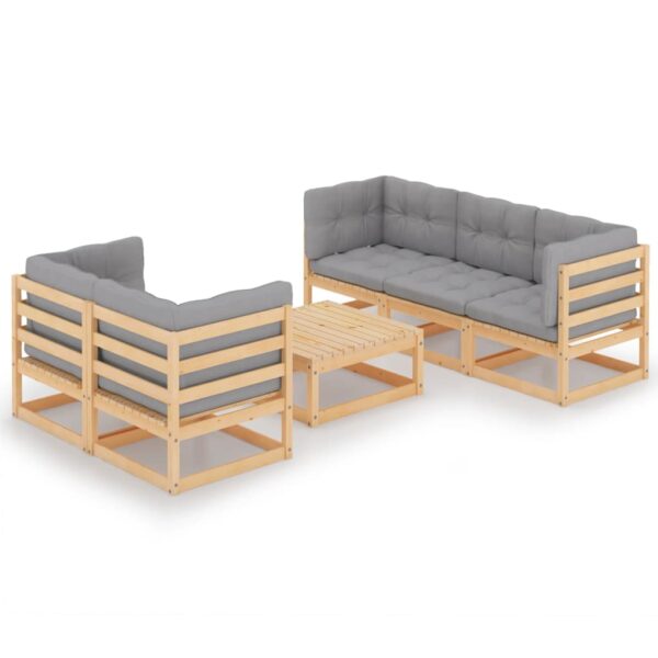 vidaXL 6 Piece Patio Lounge Set with Cushions Solid Wood Pine