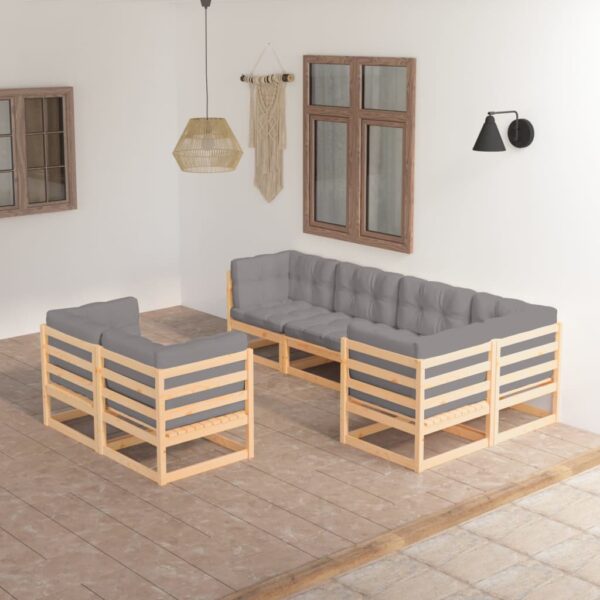 vidaXL 7 Piece Patio Lounge Set with Cushions Solid Pinewood