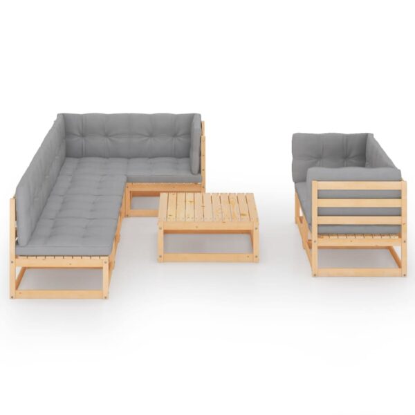 vidaXL 8 Piece Patio Lounge Set with Cushions Solid Pinewood - Image 3