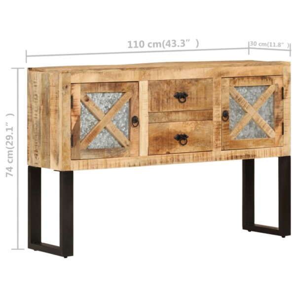 vidaXL Sideboard 43.3"x11.8"x29.1" Rough Mango Wood - Image 10