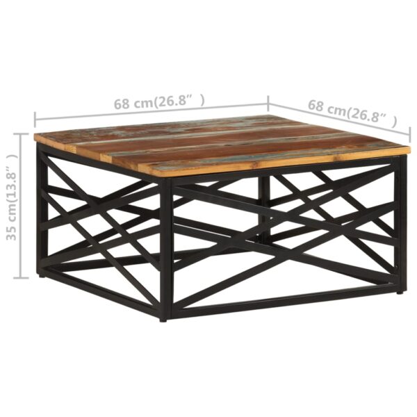 vidaXL Coffee Table 26.8"x26.8"x13.8" Solid Reclaimed Wood - Image 7