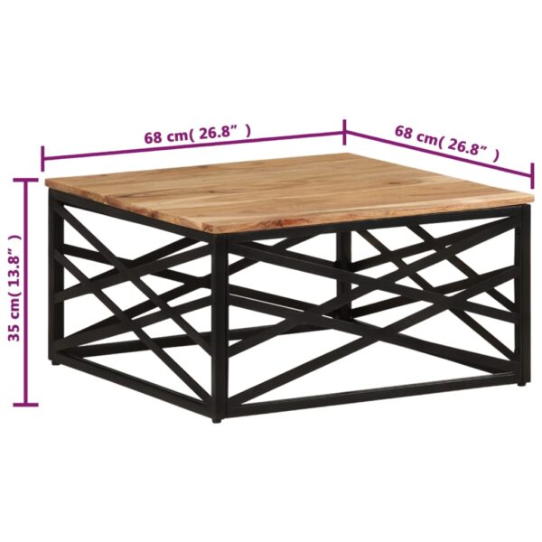 vidaXL Coffee Table 26.8"x26.8"x13.8" Solid Acacia Wood - Image 7