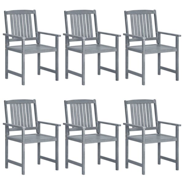 vidaXL Patio Chairs 6 pcs Solid Acacia Wood Gray