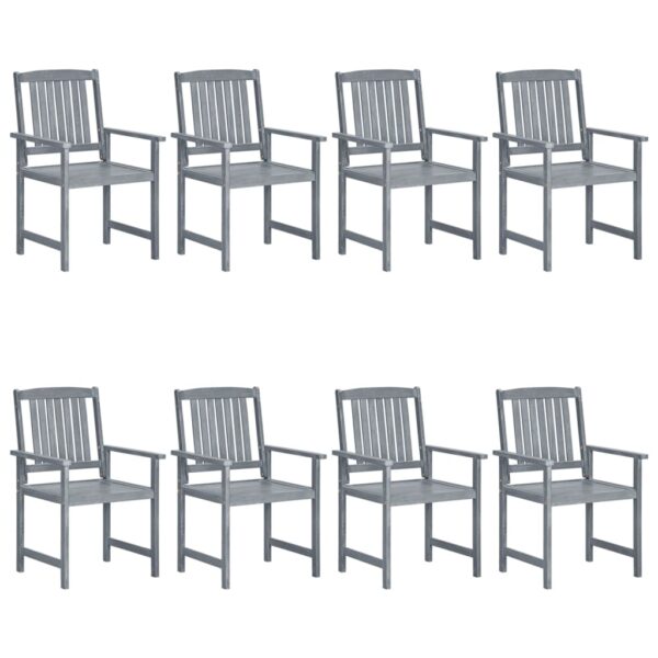 vidaXL Patio Chairs 8 pcs Solid Acacia Wood Gray