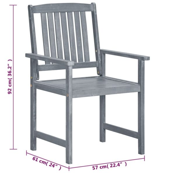 vidaXL Patio Chairs 8 pcs Solid Acacia Wood Gray - Image 8