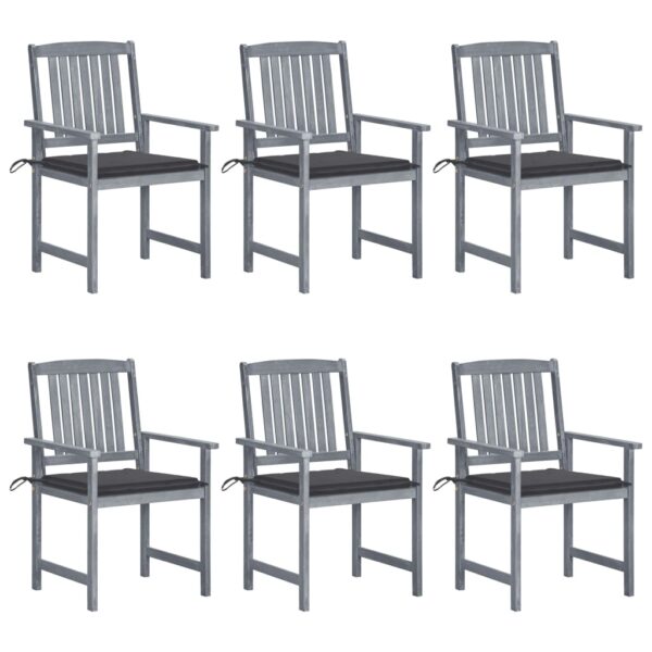 vidaXL Patio Chairs with Cushions 6 pcs Solid Acacia Wood Gray