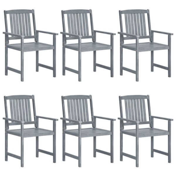 vidaXL Patio Chairs with Cushions 6 pcs Solid Acacia Wood Gray - Image 3