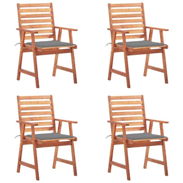 vidaXL Patio Dining Chairs 4 pcs with Cushions Solid Acacia Wood