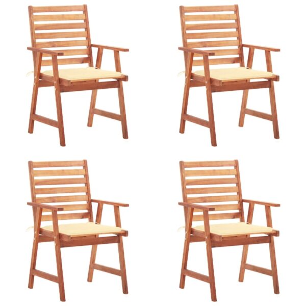 vidaXL Patio Dining Chairs 4 pcs with Cushions Solid Acacia Wood