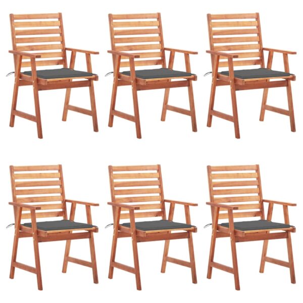 vidaXL Patio Dining Chairs 6 pcs with Cushions Solid Acacia Wood