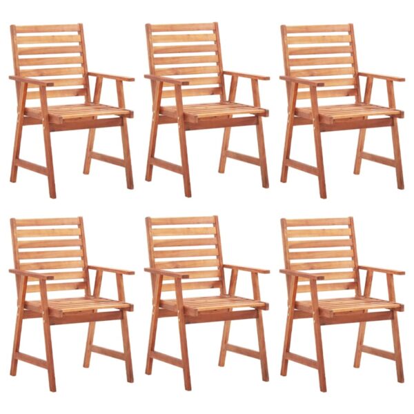 vidaXL Patio Dining Chairs 6 pcs with Cushions Solid Acacia Wood - Image 2