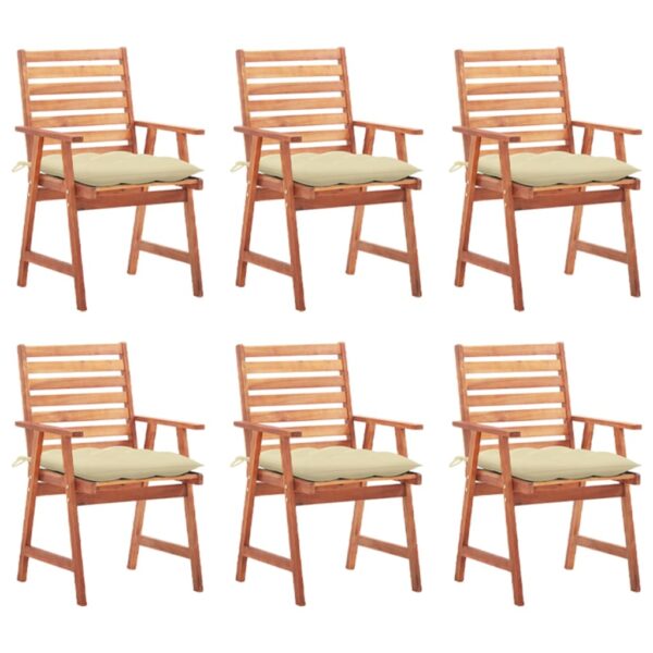 vidaXL Patio Dining Chairs 6 pcs with Cushions Solid Acacia Wood