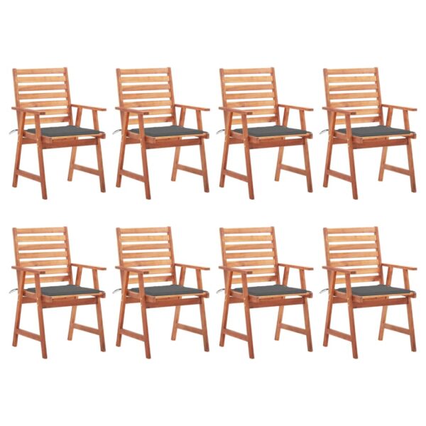 vidaXL Patio Dining Chairs 8 pcs with Cushions Solid Acacia Wood