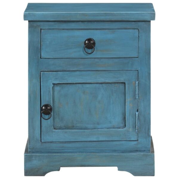 vidaXL Bedside Table Solid Mango Wood 15.7"x11.8"x19.7" Blue - Image 2