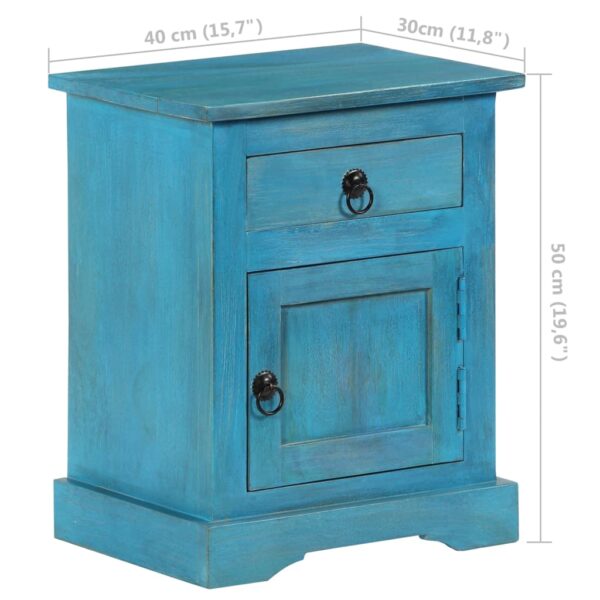 vidaXL Bedside Table Solid Mango Wood 15.7"x11.8"x19.7" Blue - Image 8