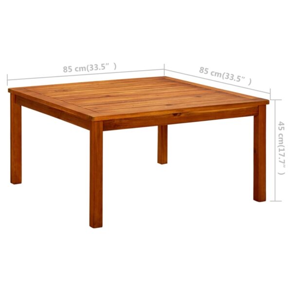 vidaXL Patio Coffee Table 33.5"x33.5"x17.7" Solid Acacia Wood - Image 7