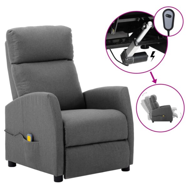 vidaXL Electric Massage Recliner Light Gray Fabric