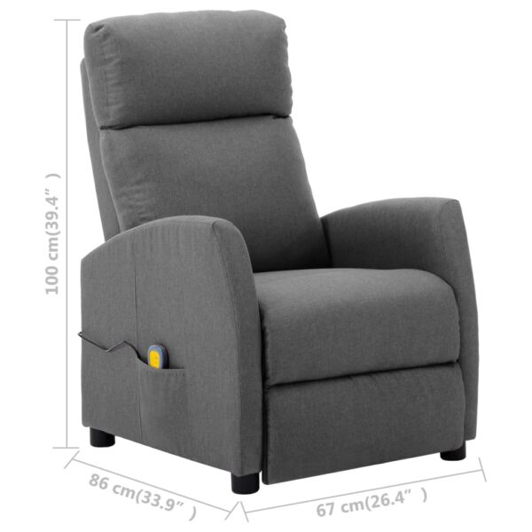 vidaXL Electric Massage Recliner Light Gray Fabric - Image 12