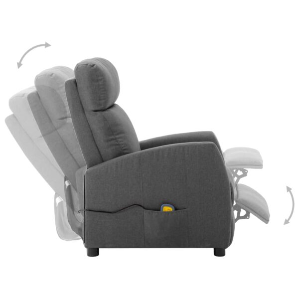 vidaXL Electric Massage Recliner Light Gray Fabric - Image 5