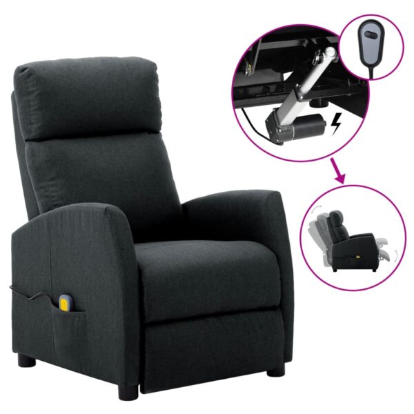 vidaXL Electric Massage Recliner Dark Gray Fabric