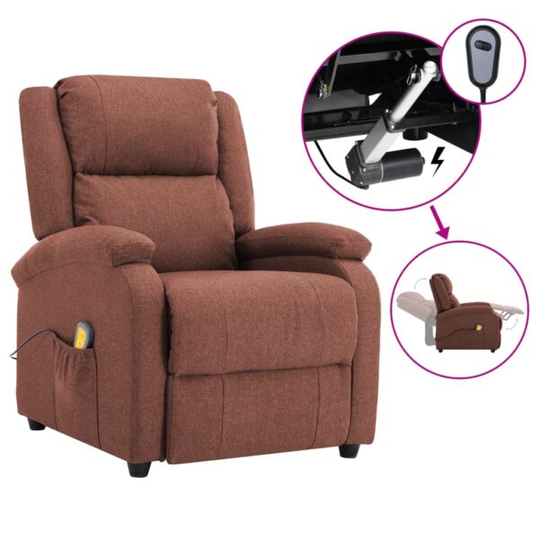 vidaXL Massage Recliner Brown Fabric