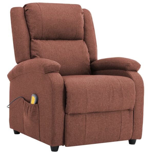 vidaXL Massage Recliner Brown Fabric - Image 2