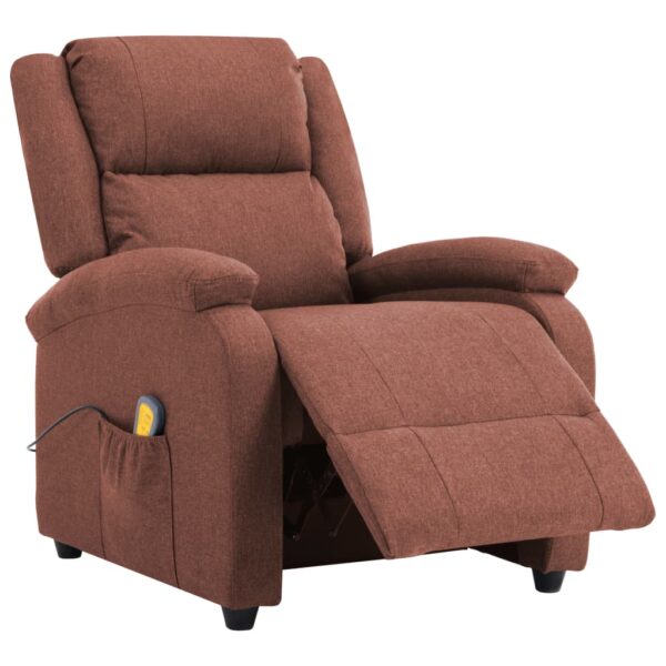 vidaXL Massage Recliner Brown Fabric - Image 3