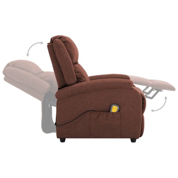 vidaXL Massage Recliner Brown Fabric - Image 5