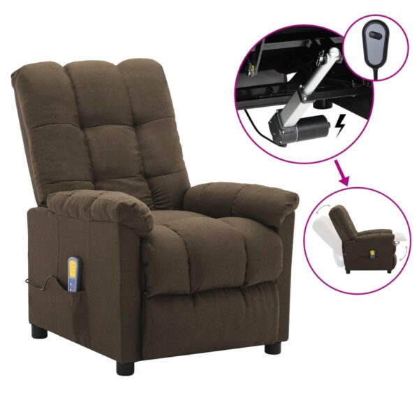 vidaXL Massage Recliner Brown Fabric