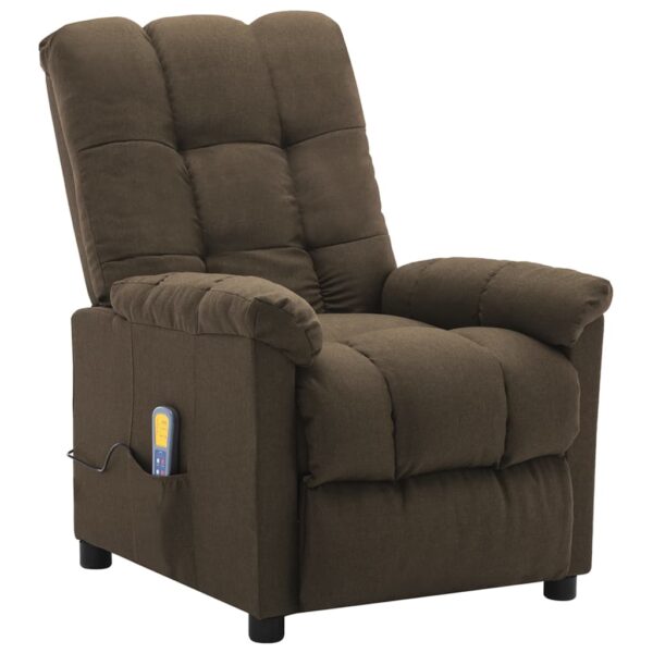 vidaXL Massage Recliner Brown Fabric - Image 2