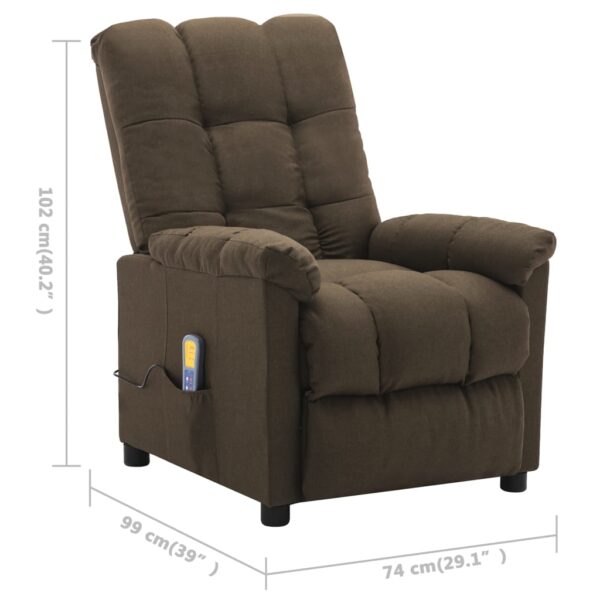 vidaXL Massage Recliner Brown Fabric - Image 11