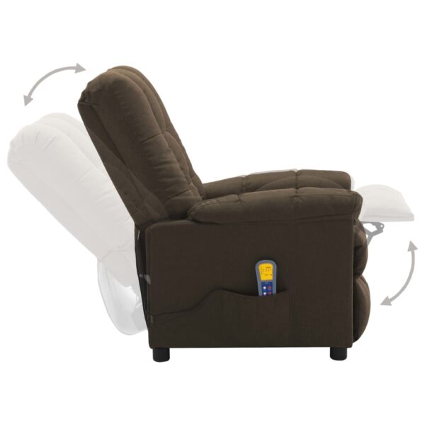 vidaXL Massage Recliner Brown Fabric - Image 4