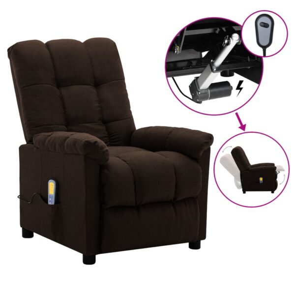 vidaXL Massage Recliner Dark Brown Fabric