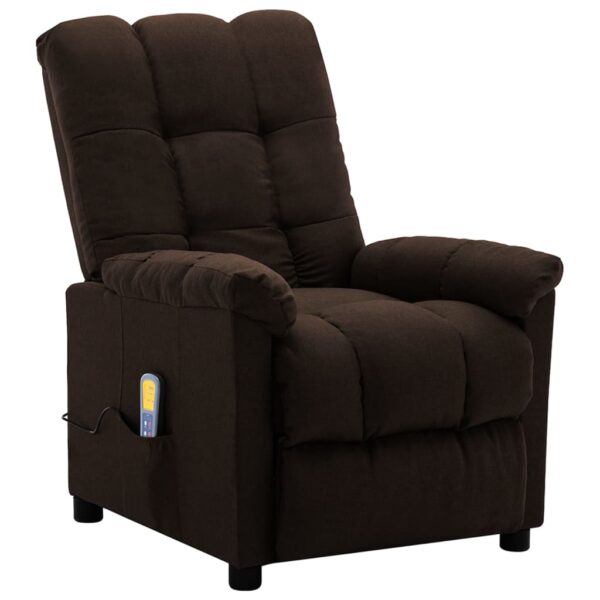 vidaXL Massage Recliner Dark Brown Fabric - Image 2