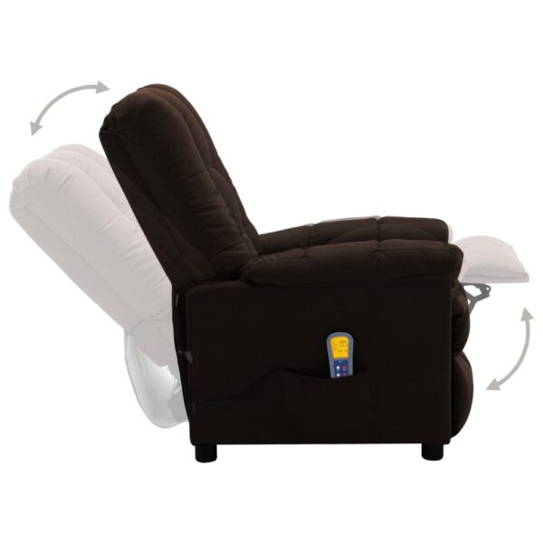 vidaXL Massage Recliner Dark Brown Fabric - Image 5