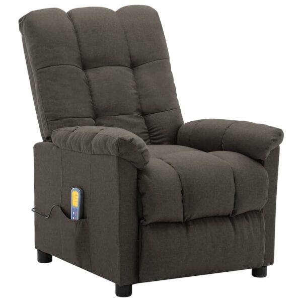 vidaXL Massage Recliner Taupe Fabric - Image 2