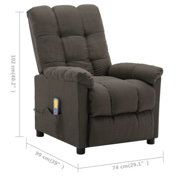 vidaXL Massage Recliner Taupe Fabric - Image 11