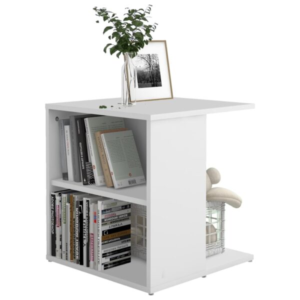 vidaXL Side Table White 17.7"x17.7"x18.9" Engineered Wood - Image 3