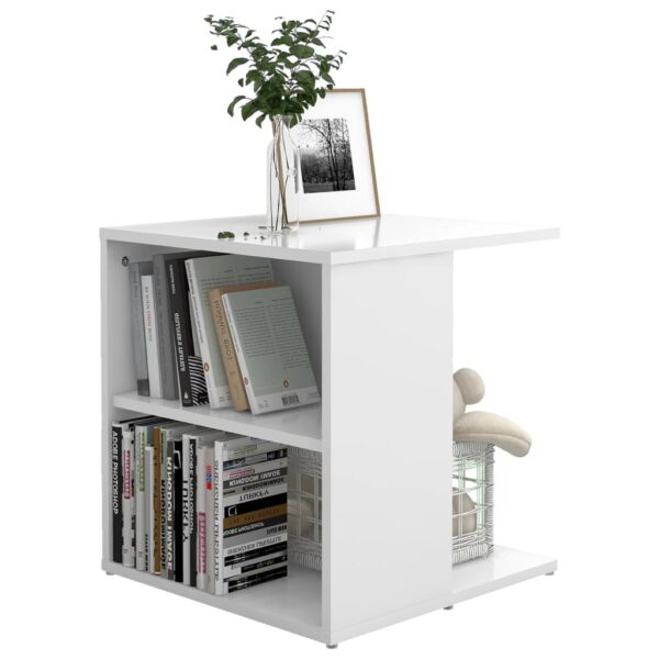 vidaXL Side Table High Gloss White 17.7"x17.7"x18.9" Engineered Wood - Image 3