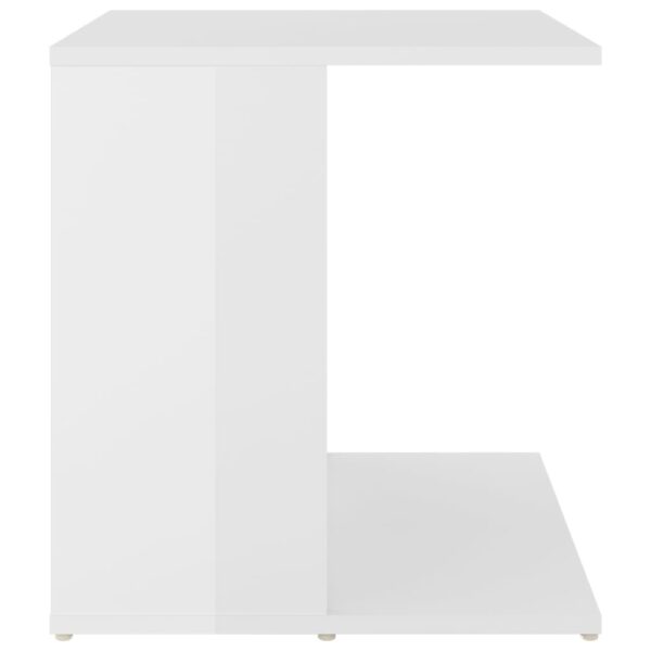 vidaXL Side Table High Gloss White 17.7"x17.7"x18.9" Engineered Wood - Image 5