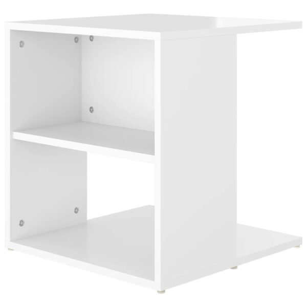 vidaXL Side Table High Gloss White 17.7"x17.7"x18.9" Engineered Wood - Image 6