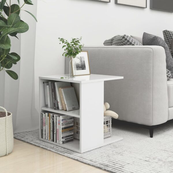 vidaXL Side Table High Gloss White 17.7"x17.7"x18.9" Engineered Wood