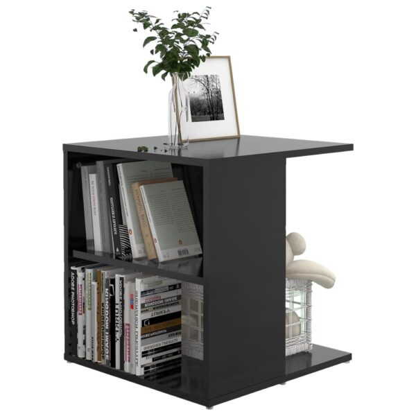 vidaXL Side Table High Gloss Black 17.7"x17.7"x18.9" Engineered Wood - Image 3