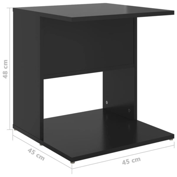 vidaXL Side Table High Gloss Black 17.7"x17.7"x18.9" Engineered Wood - Image 7