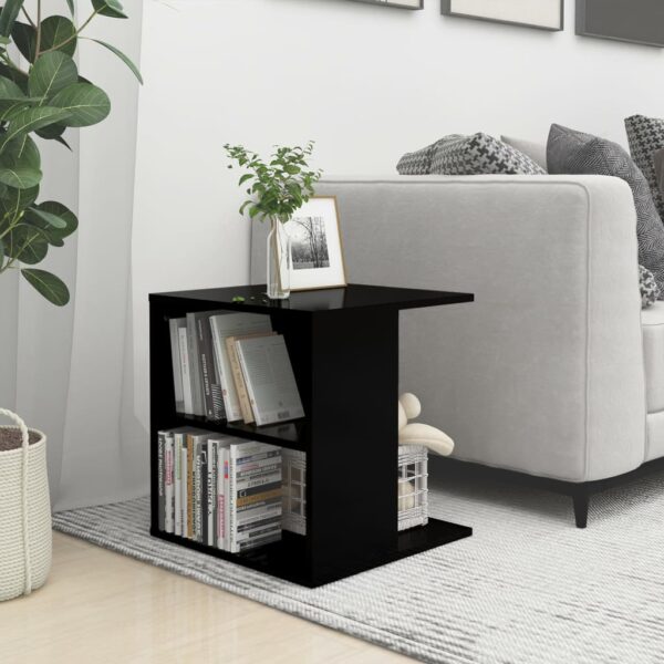 vidaXL Side Table High Gloss Black 17.7"x17.7"x18.9" Engineered Wood