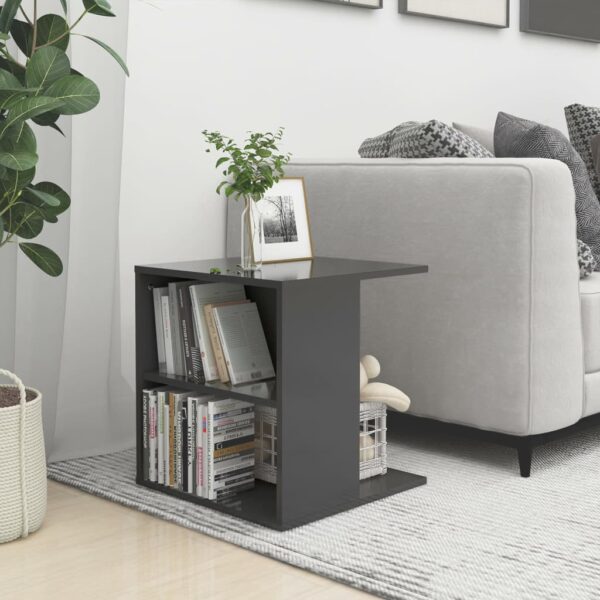 vidaXL Side Table High Gloss Gray 17.7"x17.7"x18.9" Engineered Wood