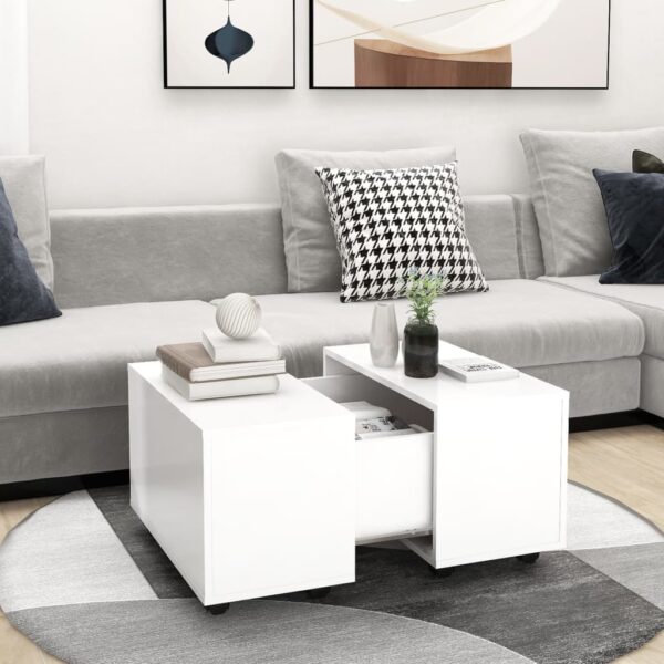 vidaXL Coffee Table White 23.6"x23.6"x15" Engineered Wood