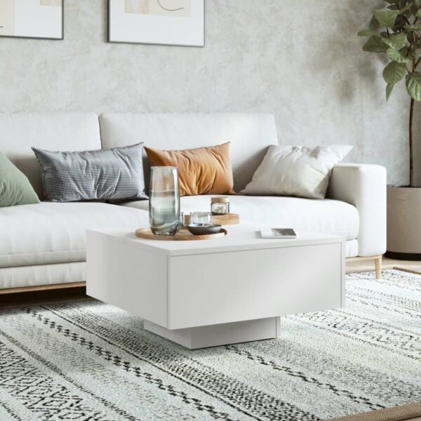 vidaXL Coffee Table White 23.6"x23.6"x12.4" Engineered Wood - Image 3